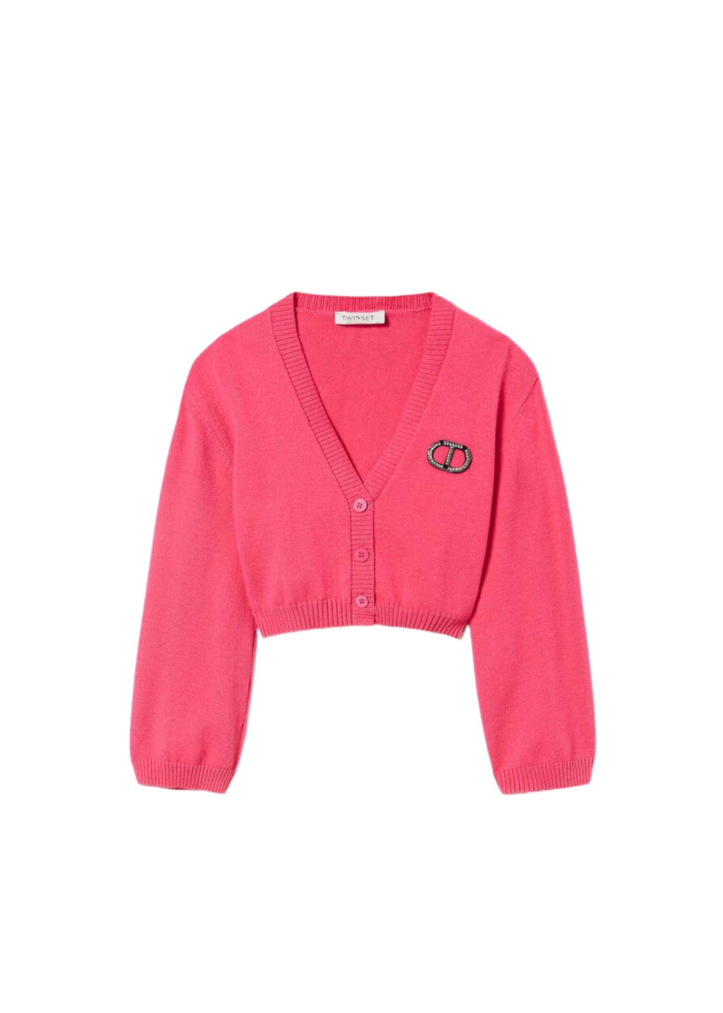 Featured image for “Twinset Cardigan con logo strass”